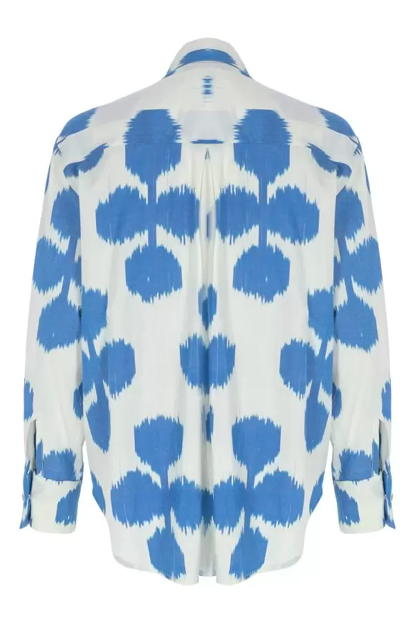 CHIC SHIRT IN BLUE / WHITE ARROW SILK IKAT