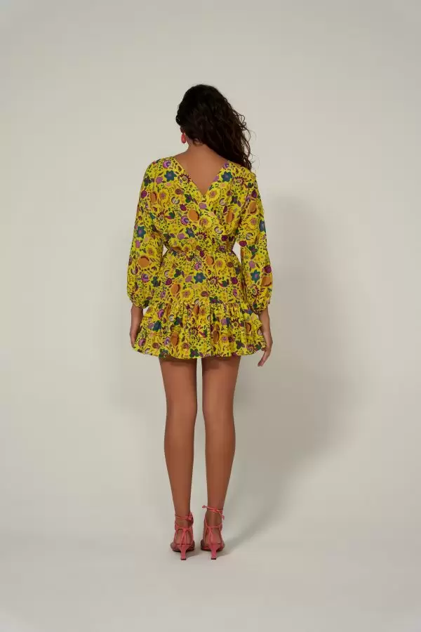 Firfir Dress in Yellow Pomegranate Print