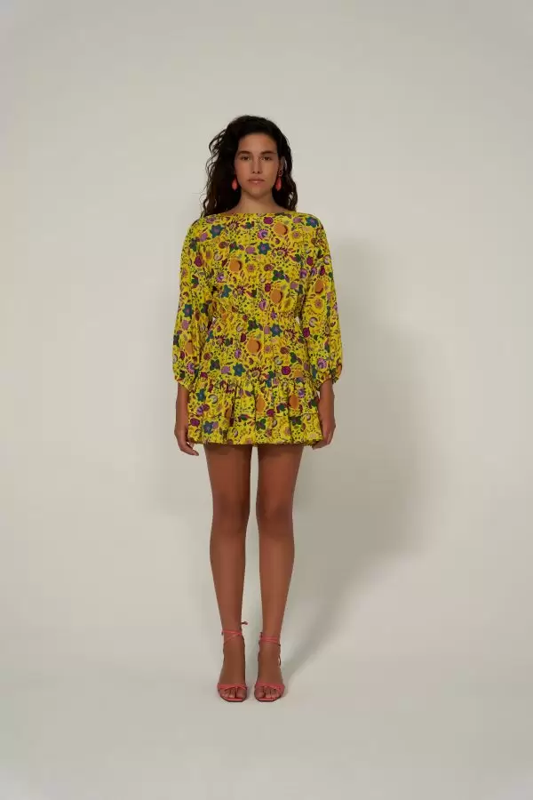Firfir Dress in Yellow Pomegranate Print