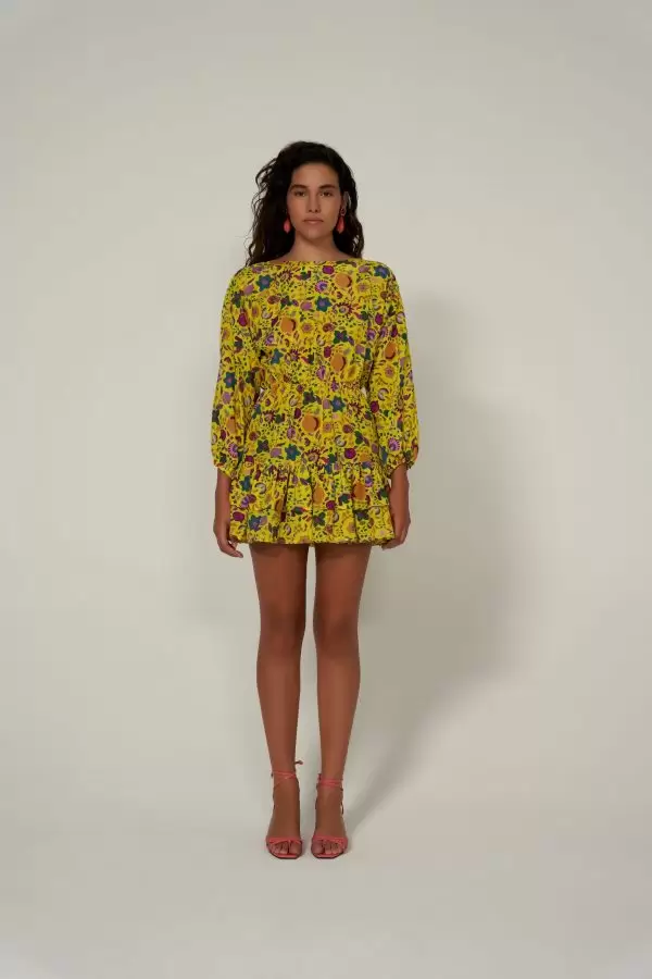 Firfir Dress in Yellow Pomegranate Print