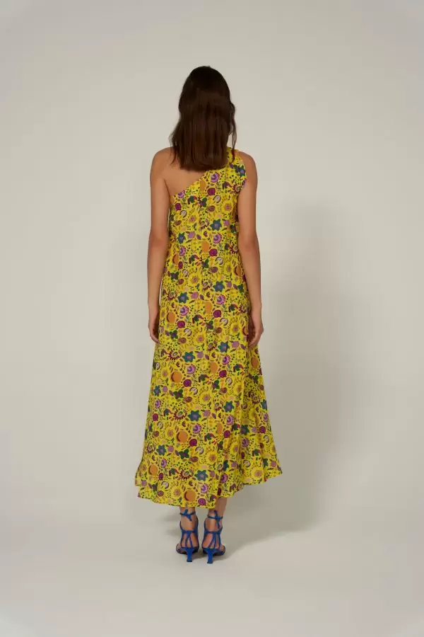 Saray Dress in yellow pomegranate print