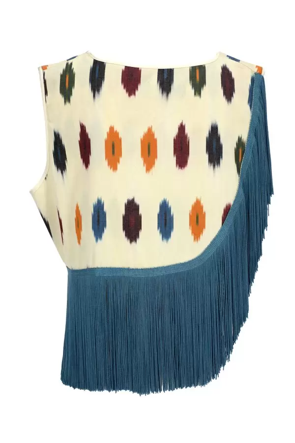 Cape Tank in Multi Dots Cotton Ikat