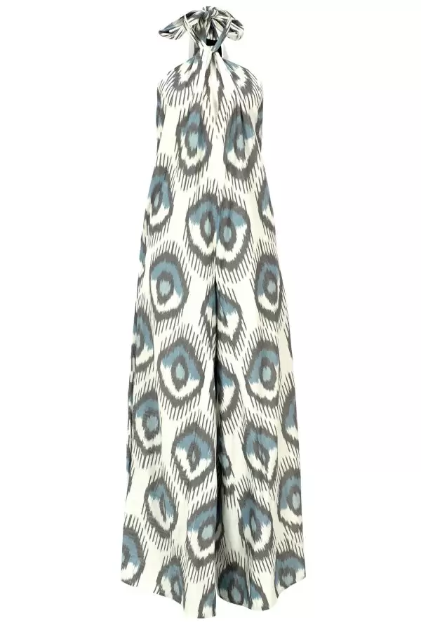 Nancy Jumpsuit in Blue Evil Eye Cotton Ikat