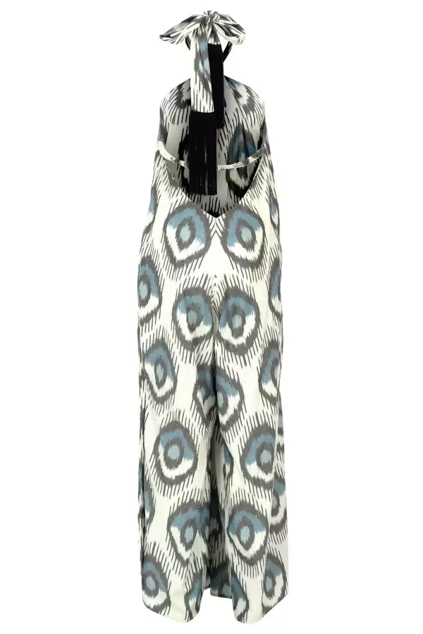 Nancy Jumpsuit in Blue Evil Eye Cotton Ikat