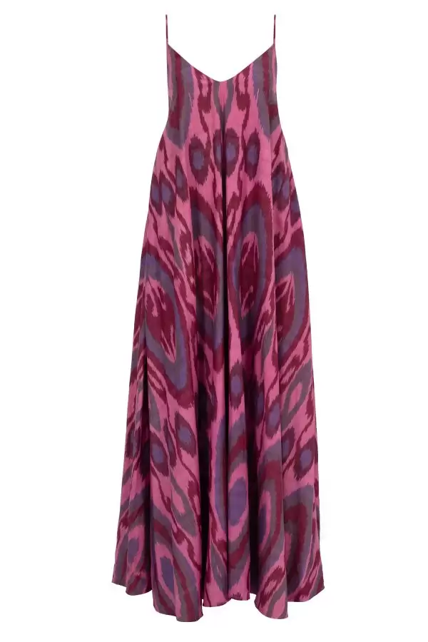 Asli Fringe Dress in Pink Ethnic Cotton Ikat