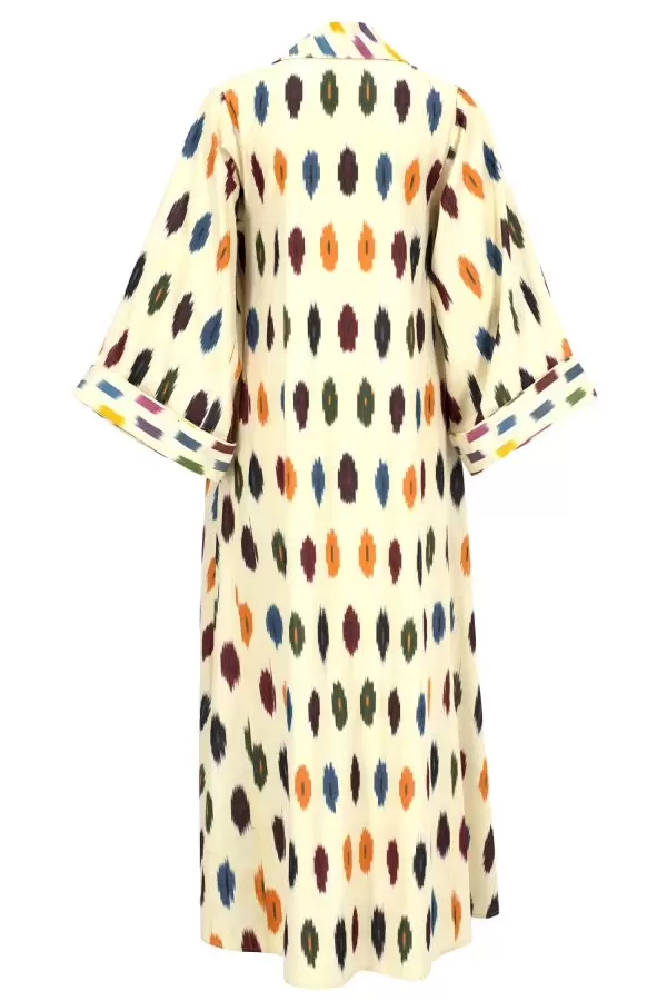 Hamam Kimono w Fringe Belt in Multi Dots / Multi Confetti Cotton Ikat