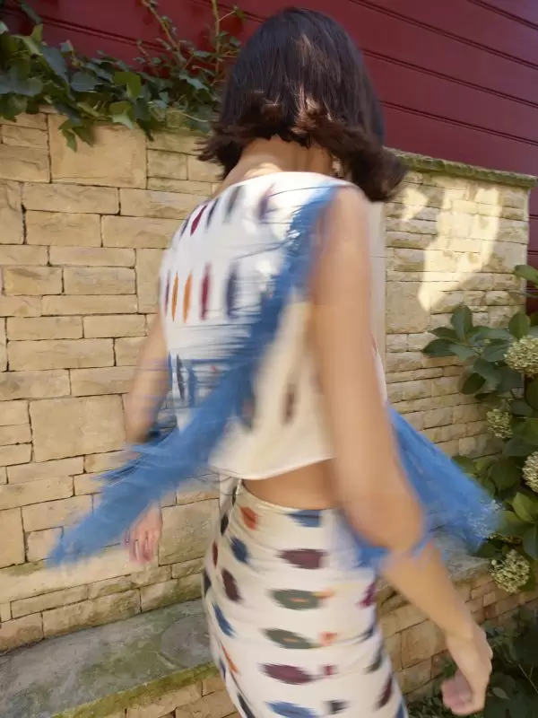 Cape Tank in Multi Dots Cotton Ikat