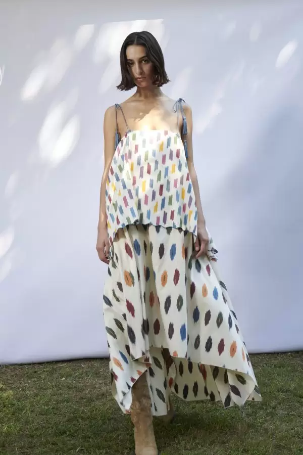 Prinkipos Dress in Multi Dots / Multi Confetti Cotton Ikat