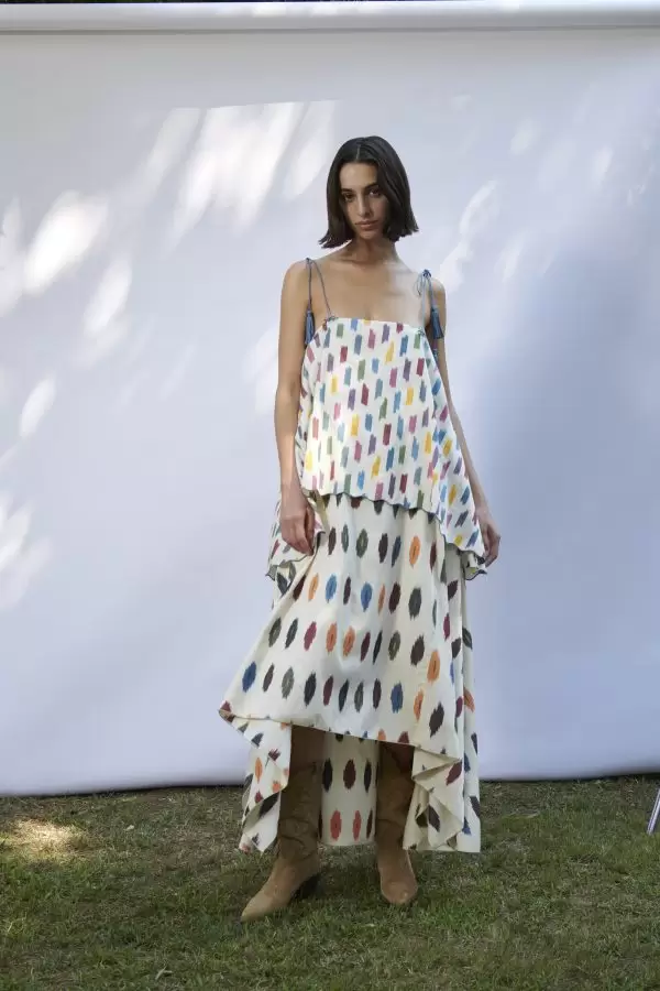 Prinkipos Dress in Multi Dots / Multi Confetti Cotton Ikat