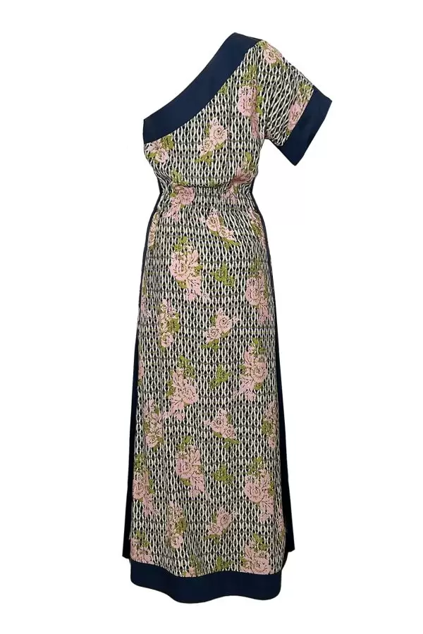 Sultan Dress in Pink/Green/Navy Sakura Print