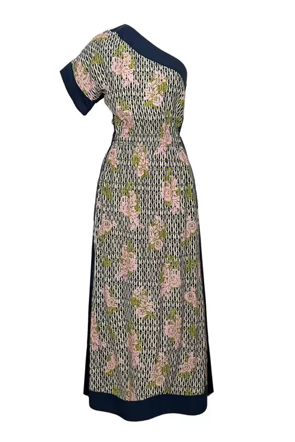 Sultan Dress in Pink/Green/Navy Sakura Print