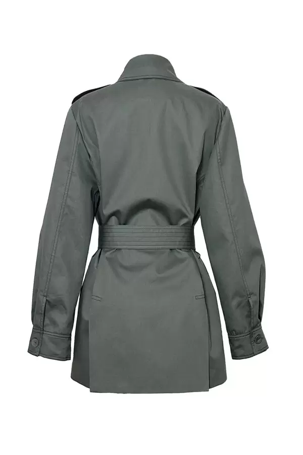 Safari Jacket w Ikat Biais in Khaki Poplin