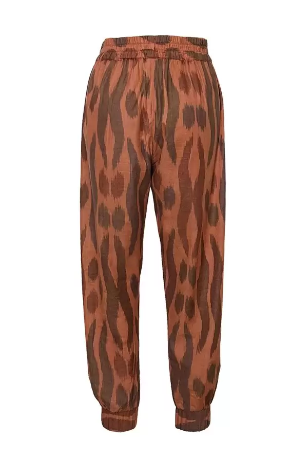 Topkapı Pant in Copper/Khaki Wave Ikat Cotton