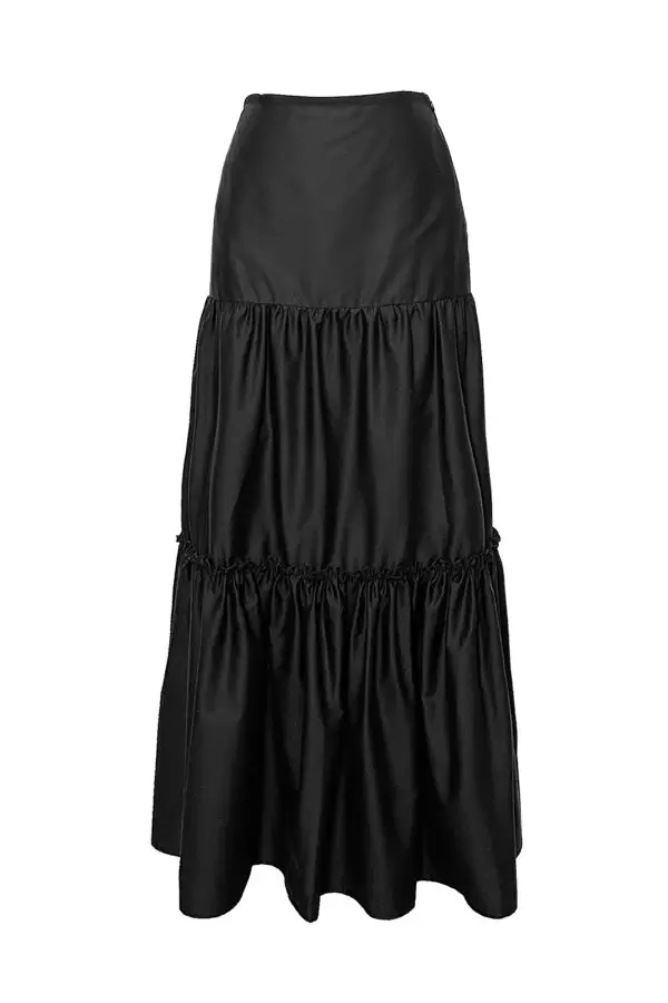 Balo Skirt w Grograin Biais in Black Poplin