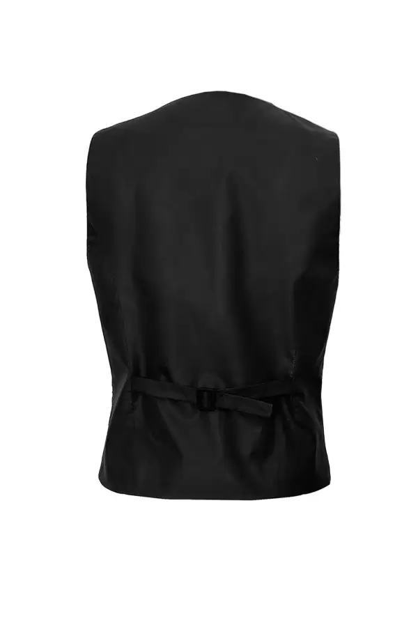 Anatol Vest w Ikat Biais in Black Poplin